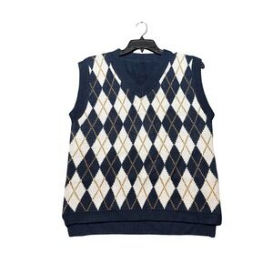 Unbranded Argyle Sweater Vest Mens XL Blue Excellent Condition V-Neck Knit